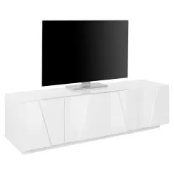 TV Cabinet With 4 Or 6 Doors In White Wood, Concrete Or Slate - Fjona