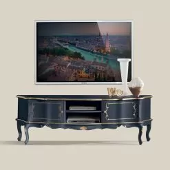 Classic Wooden TV Stand With Doors And Compartments Made In Italy - Leonor