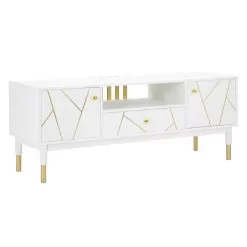 TV Cabinet With Structure In White Mdf With 2 Doors And Drawer - Nunzio
