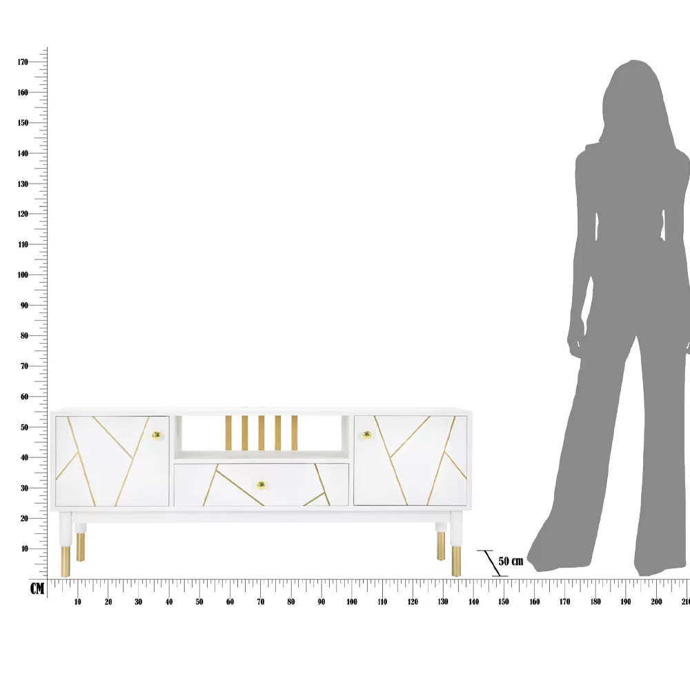 TV Cabinet With Structure In White Mdf With 2 Doors And Drawer - Nunzio - Image 6