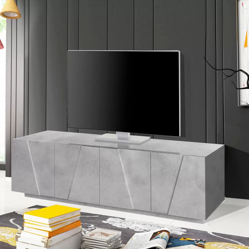Living Room TV Stand With 4 Melamine Doors Made In Italy - Naditza - Image 3