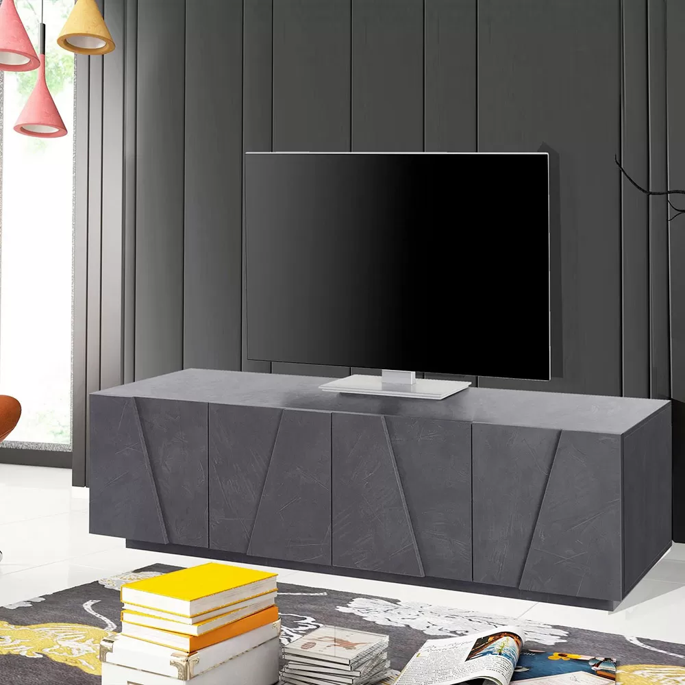 Living Room TV Stand With 4 Melamine Doors Made In Italy - Naditza - Image 7