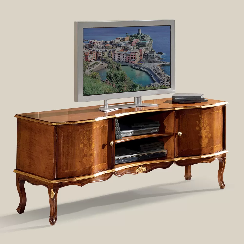 Classic Style Walnut Tv Stand Made In Italy - Prince