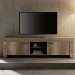 TV Stand In Light Walnut Wood With Open Compartment Made In Italy - Clyde