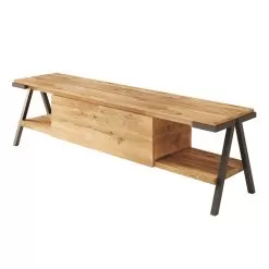 TV Stand In Knotted Oak Wood And Metal Made In Italy - Jennifer