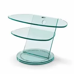 Glass TV Cabinet With Rotating Base And Shelves Made In Italy - Salemme