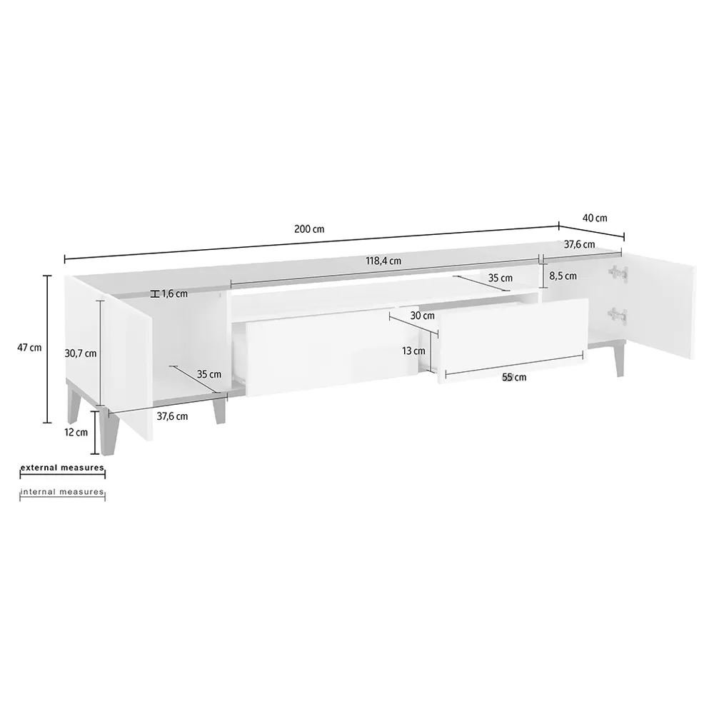 Tv Cabinet In Melamine With 2 Central Drawers Made In Italy - Florentino - Image 10