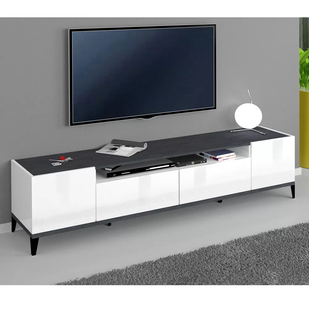 Tv Cabinet In Melamine With 2 Central Drawers Made In Italy - Florentino - Image 4