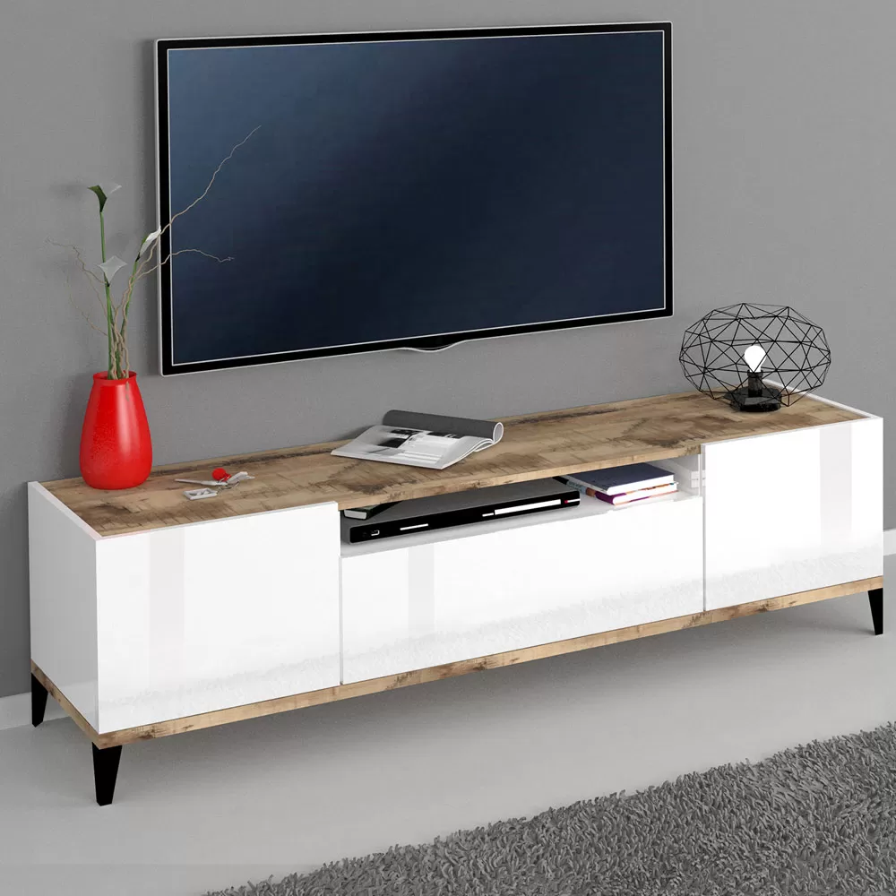 Mobile TV In Melamine 2 Rooms And 1 Drawer Made In Italy - Florentino - Image 4