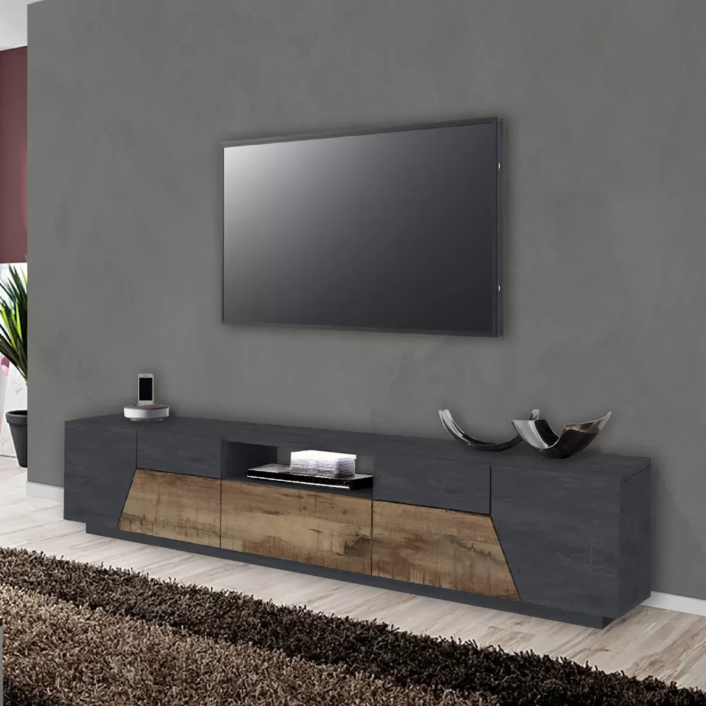 Melamine TV Cabinet With Drawer And External Compartment Made In Italy - Marciano