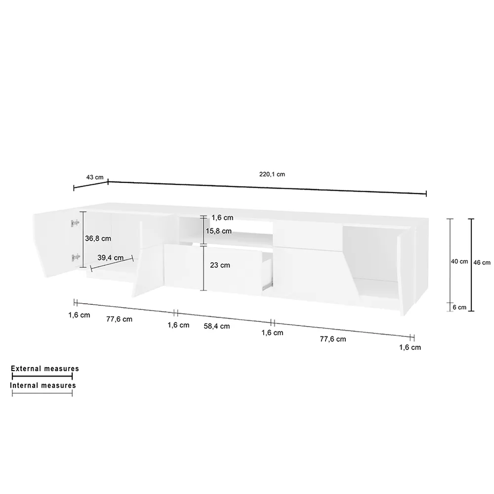 Melamine TV Cabinet With Drawer And External Compartment Made In Italy - Marciano - Image 10