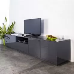 Tv Cabinet In Melamine Wood With Doors And Drawers Made In Italy - Silvano