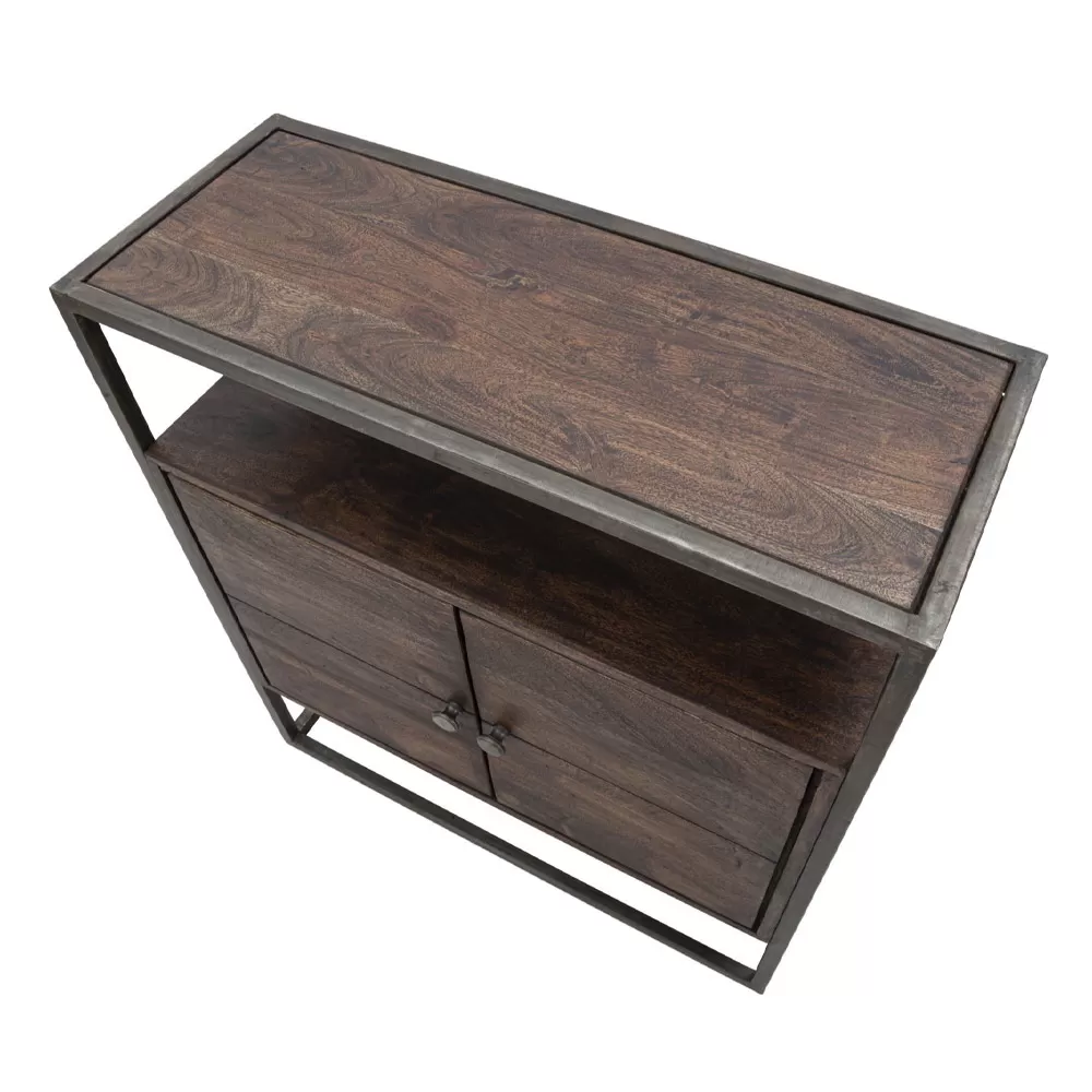 Industrial Style Iron And Acacia Wood Storage Cabinet - Cacio - Image 3