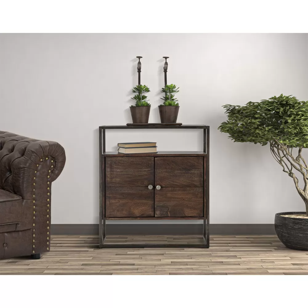 Industrial Style Iron And Acacia Wood Storage Cabinet - Cacio - Image 5