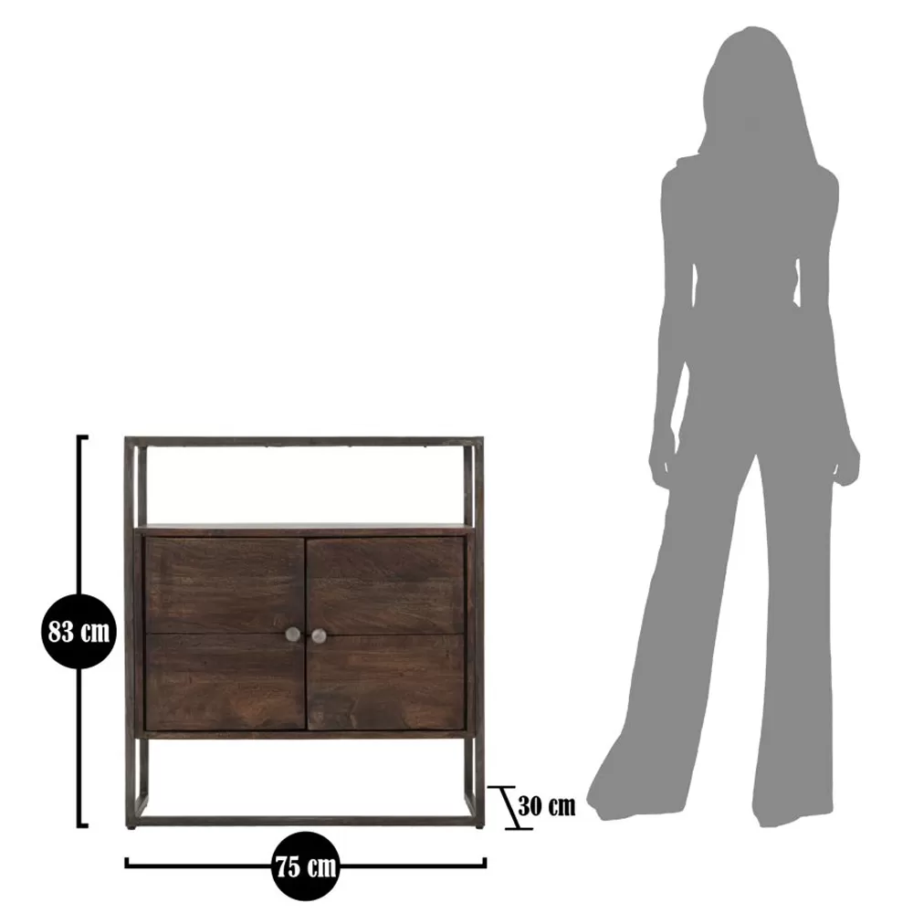 Industrial Style Iron And Acacia Wood Storage Cabinet - Cacio - Image 6