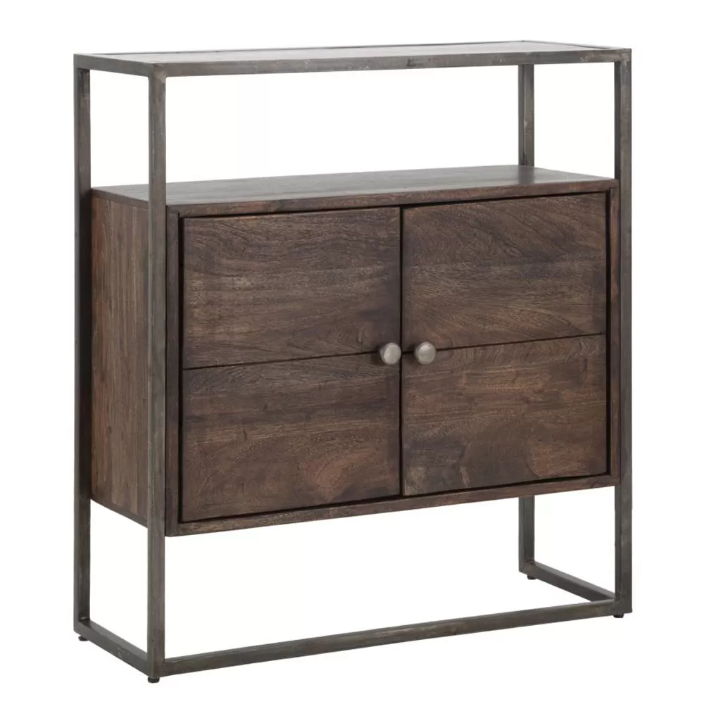 Industrial Style Iron And Acacia Wood Storage Cabinet - Cacio