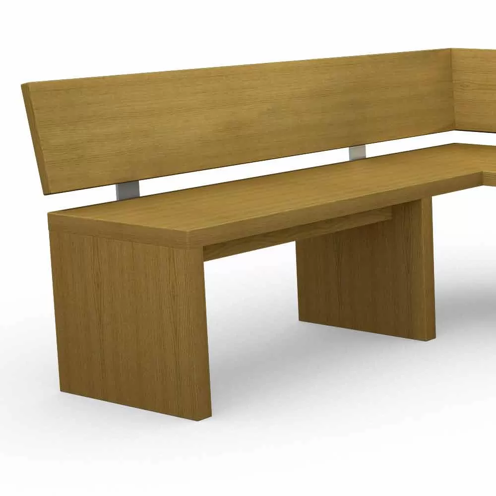 Modern Corner Bench In Oak Wood, Made In Italy, Misty - Image 2