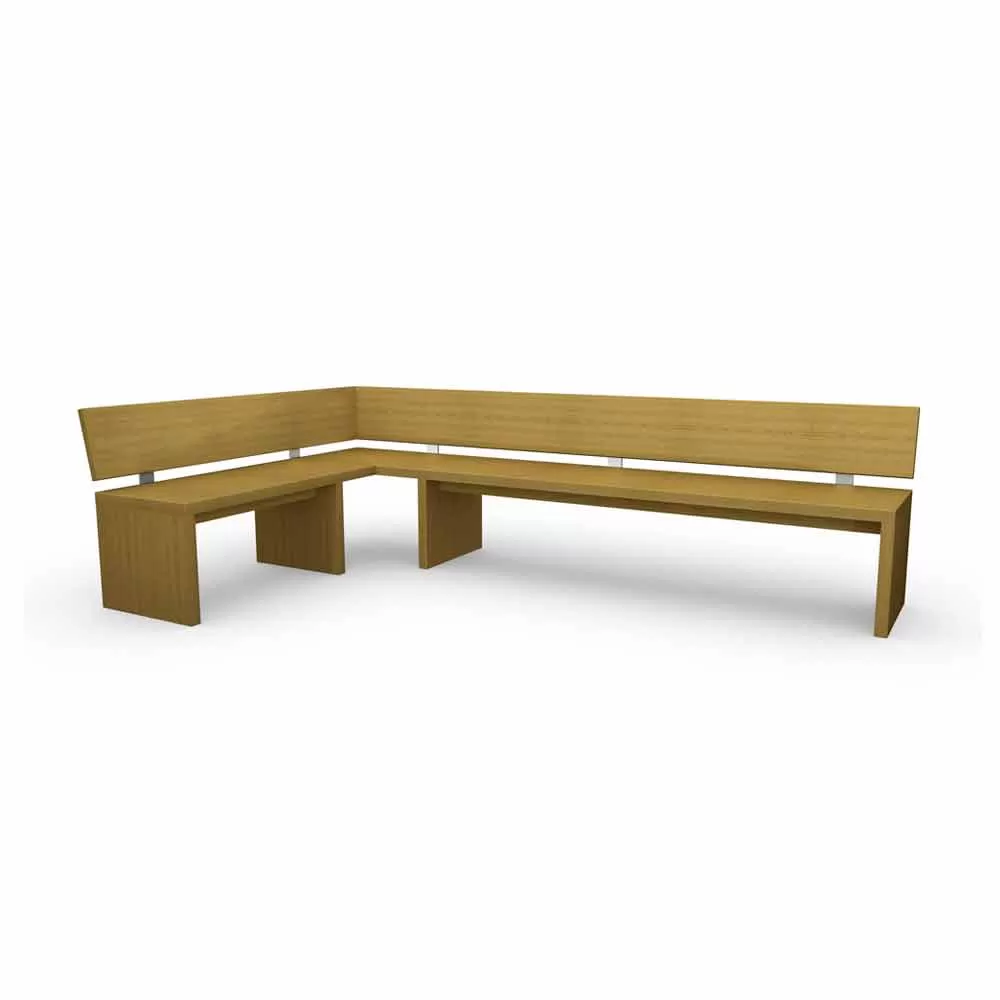 Modern Corner Bench In Oak Wood, Made In Italy, Misty