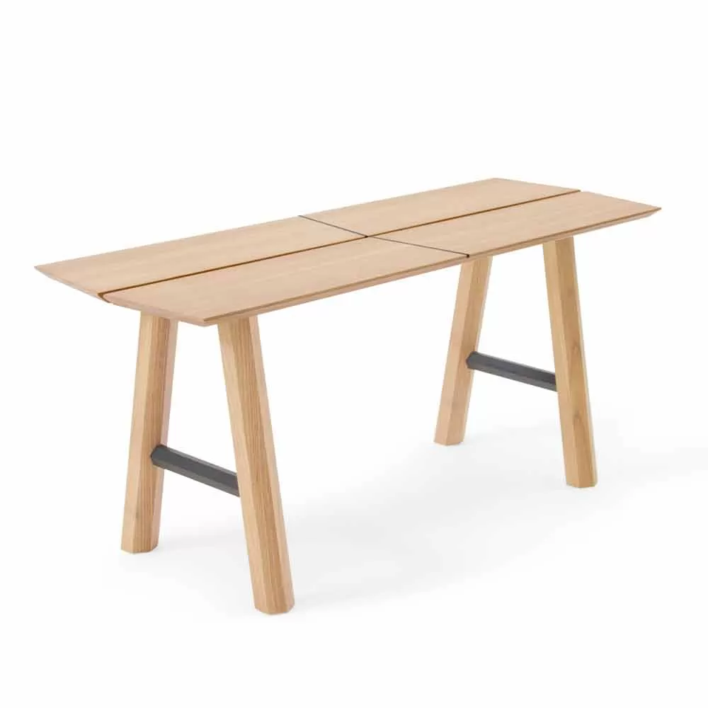 Modern Design Bench In Ash Wood With Veneered Seat - Andria