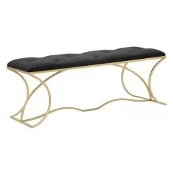 Golden Bench With Iron Structure And Seat Covered In Fabric - Symbol