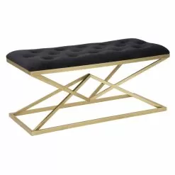 Modern Design Rectangular Bench In Iron And Fabric - Haily