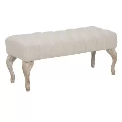Shabby Chic Bench In Wood With Seat In Quilted Fabric - Rocchetta