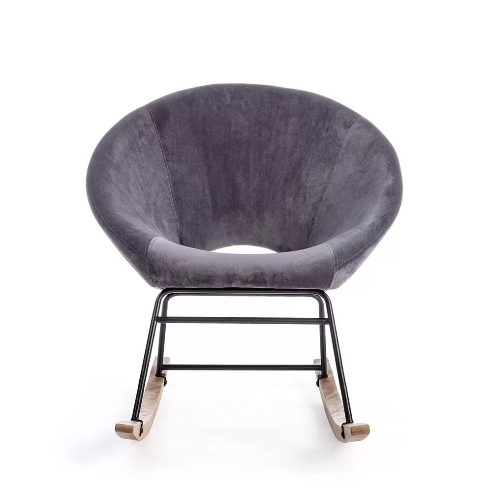 Upholstered Rocking Armchair Velvet Effect Scandinavian Design - Pippy - Image 3