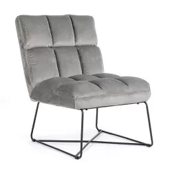 Classic Armchair In Steel And Upholstered Seat In 2 Color Velvet - Guire