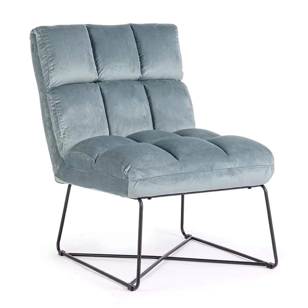 Classic Armchair In Steel And Upholstered Seat In 2 Color Velvet - Guire - Image 7