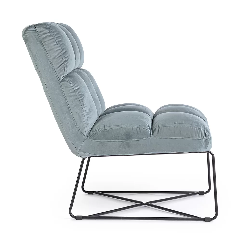 Classic Armchair In Steel And Upholstered Seat In 2 Color Velvet - Guire - Image 8