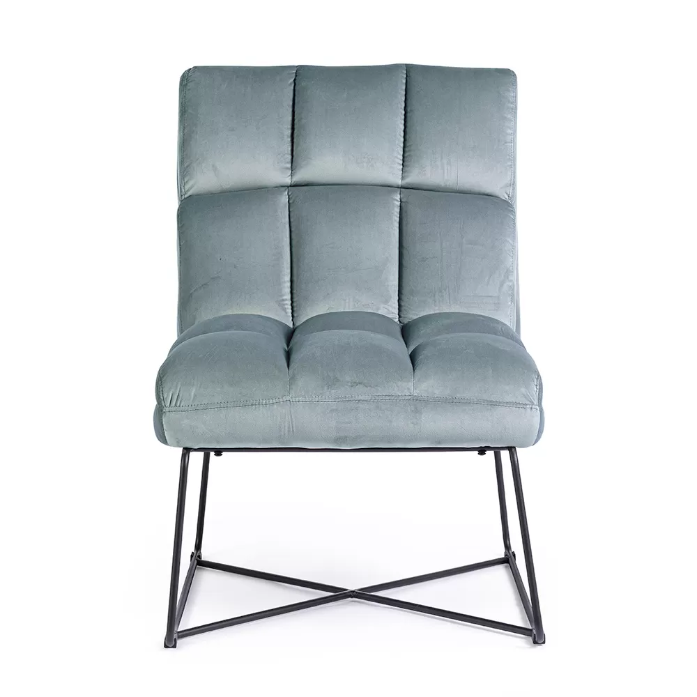 Classic Armchair In Steel And Upholstered Seat In 2 Color Velvet - Guire - Image 10