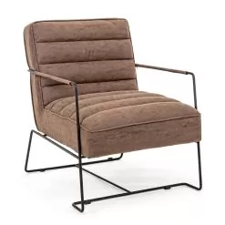 Classic Armchair In Steel And Faux Leather Brown Or Black Design - Kendy