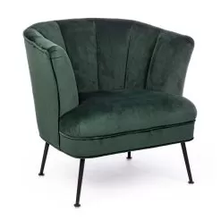 Classic Armchair In Pine Wood And Gray Or Green Velvet Effect - Sammy