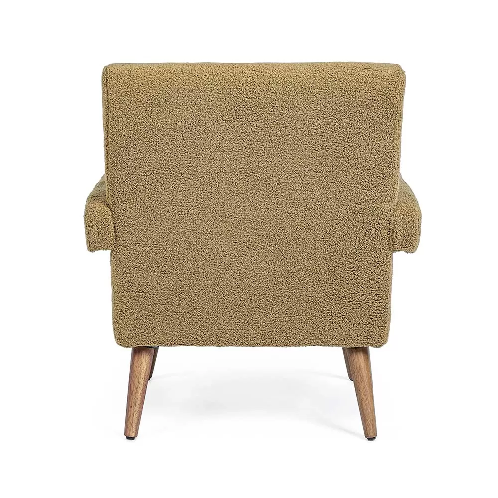 Armchair With Armrests In Rubberwood And Wool Effect Seat - Patrizia - Image 3