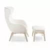 Living Room Armchair With Footrest In Leather And Wood Made In Italy - Butterfly
