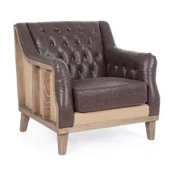 Living Room Armchair In Ash Wood And Ecoleather Homemotion - Helsy