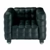 Living Room Armchair In Quilted Effect Leather Made In Italy - Vesuvius