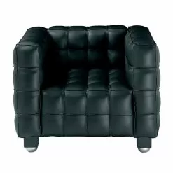 Living Room Armchair In Quilted Effect Leather Made In Italy - Vesuvius