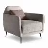 Living Room Armchair In Fabric With Metal Feet Made In Italy - Cherry