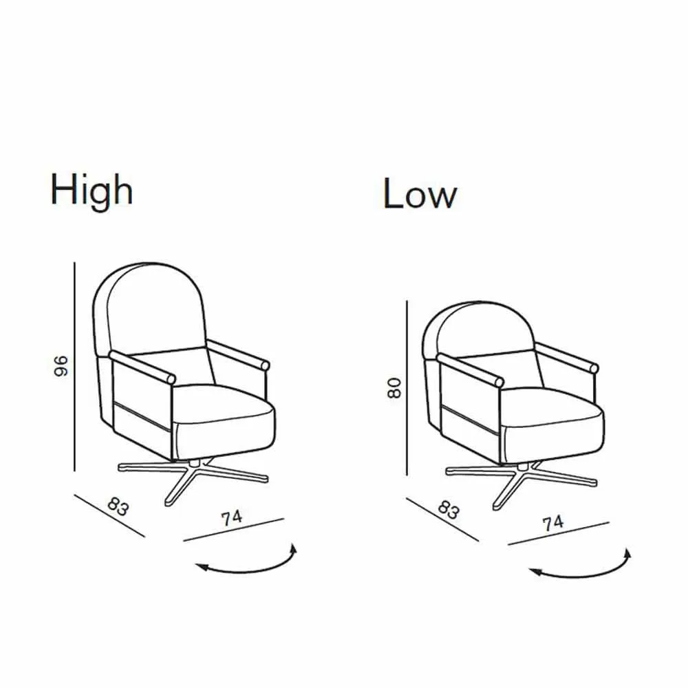 Living Room Armchair In Fabric, Leather And Metal Made In Italy - Camomilla - Image 13