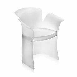 Modern Design White Armchair Made Of Plexiglass Tulipano,made In Italy