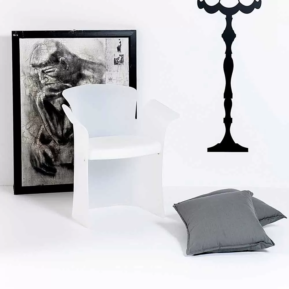 Modern Design White Armchair Made Of Plexiglass Tulipano,made In Italy - Image 3