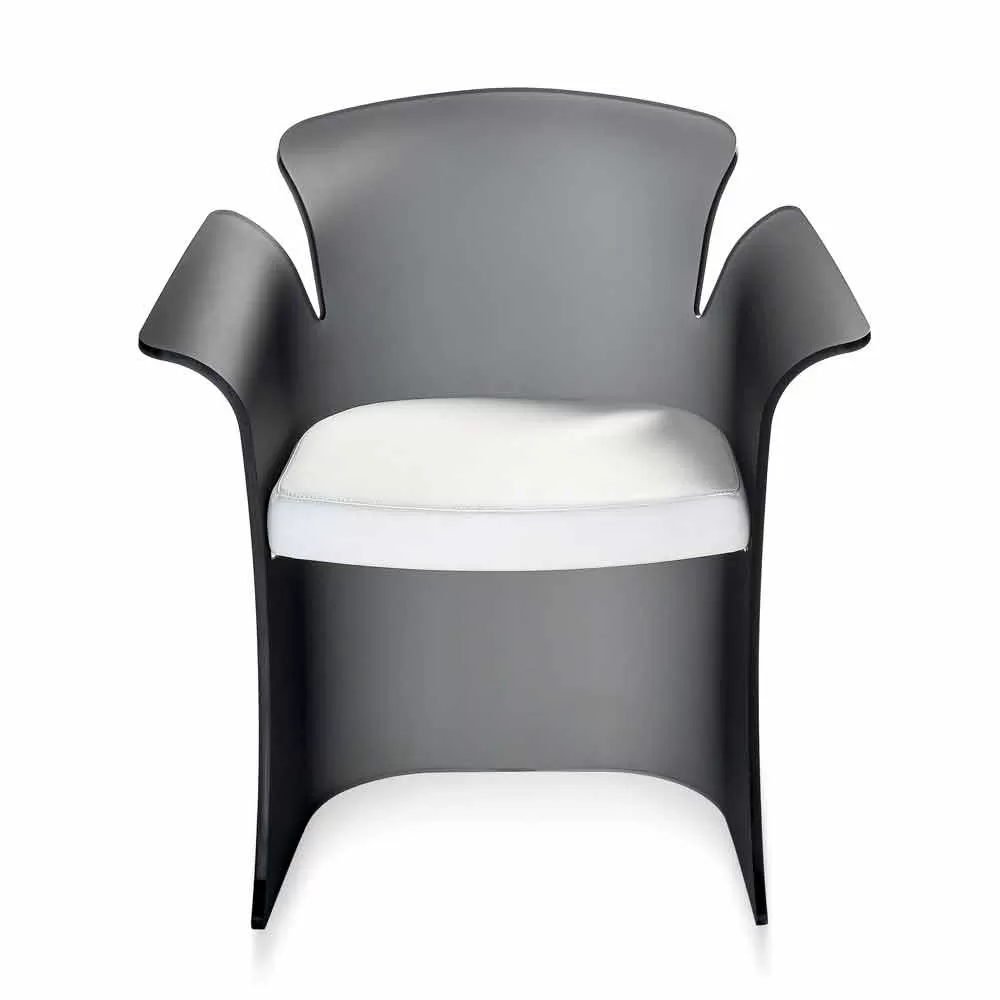 Modern Design Black Armchair Made Of Plexiglass Tulipano,made In Italy - Image 2