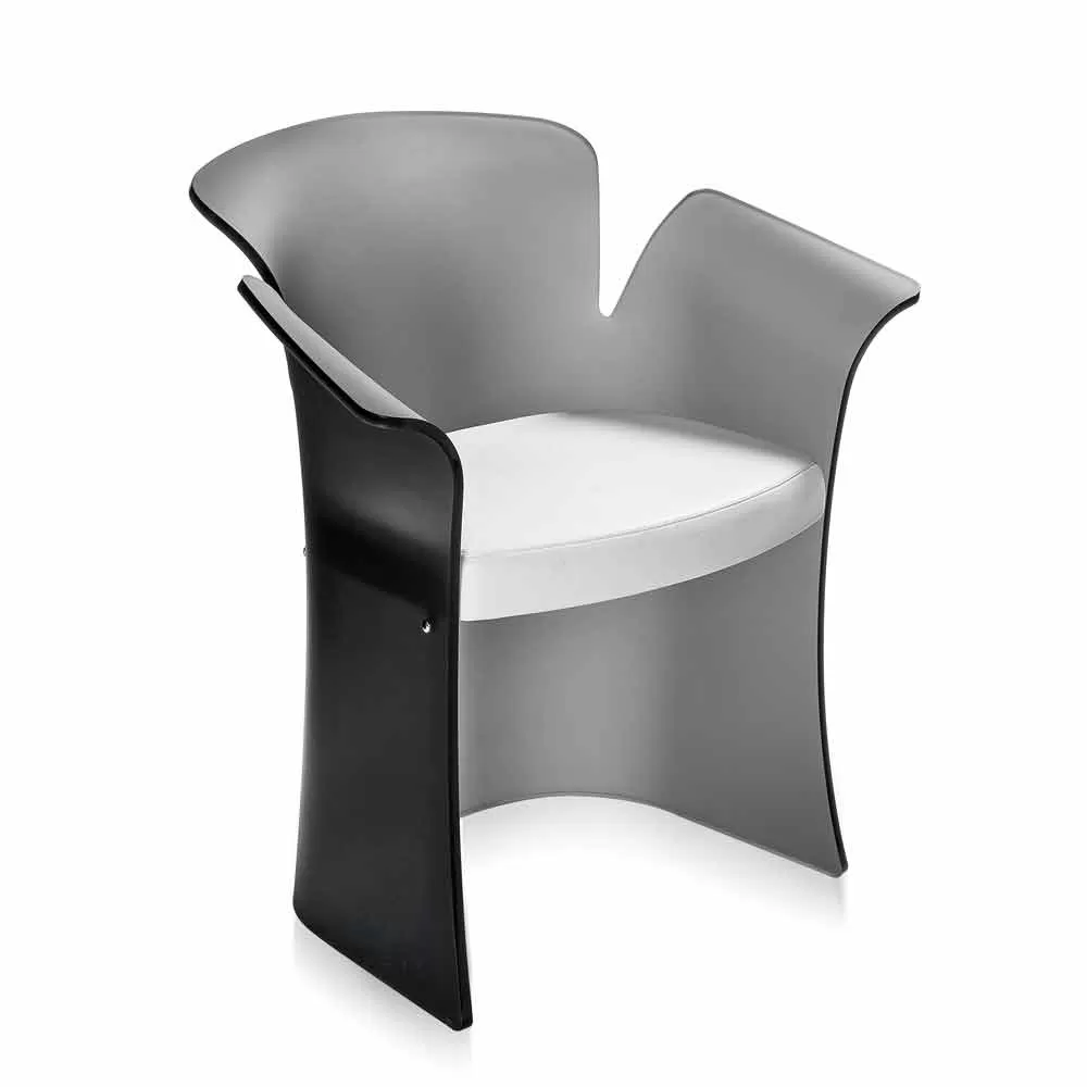 Modern Design Black Armchair Made Of Plexiglass Tulipano,made In Italy - Image 3