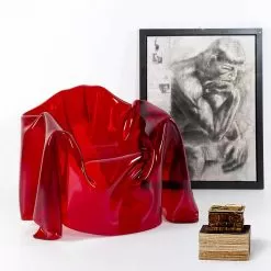 Red Plexiglass Armchair With A Modern Design Paris, Made In Italy