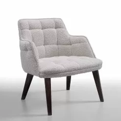 Design Armchair Upholstered In Fabric With Wooden Legs Made In Italy - Clera