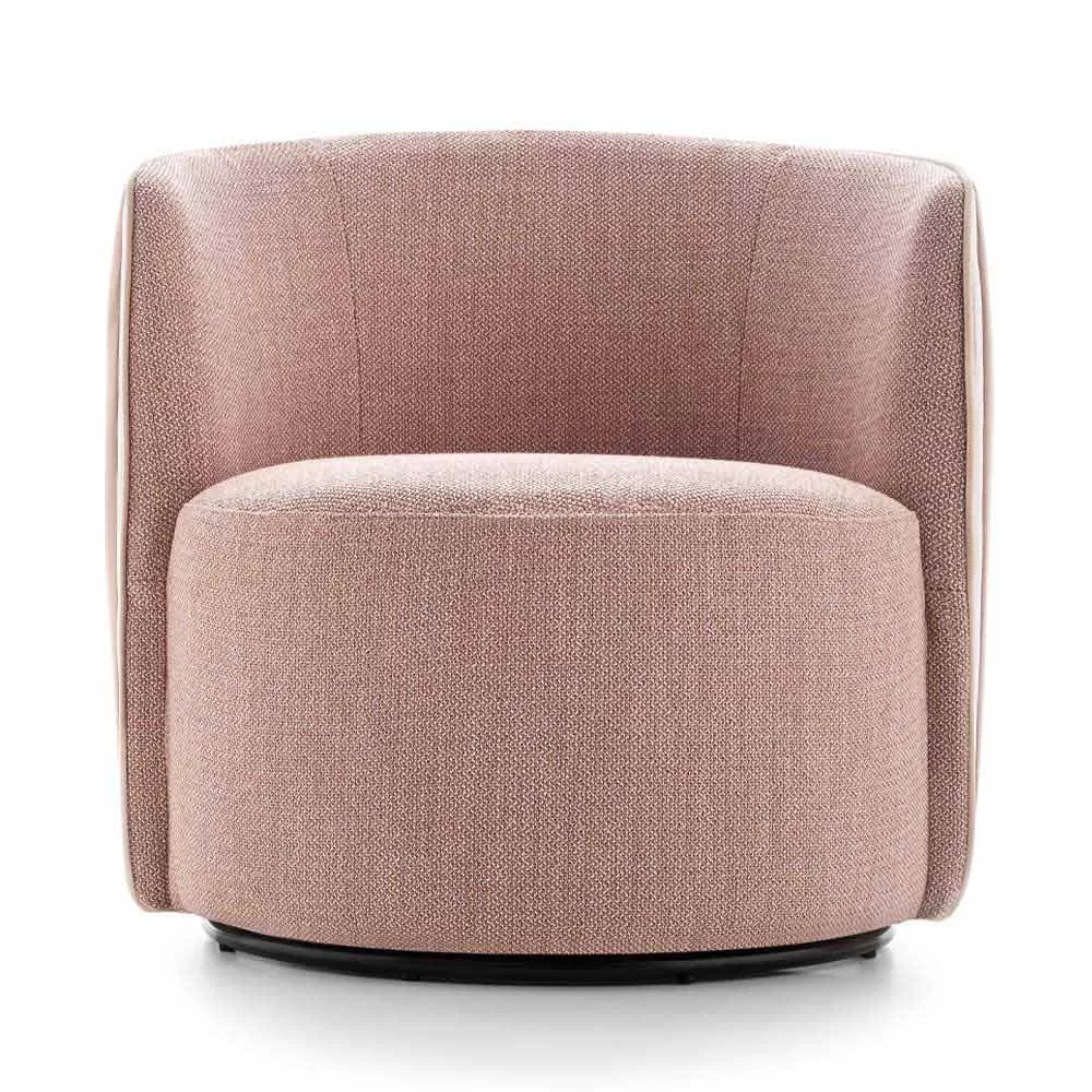 Swivel Living Room Armchair In Fabric And Black Metal Made In Italy - Lavender - Image 2