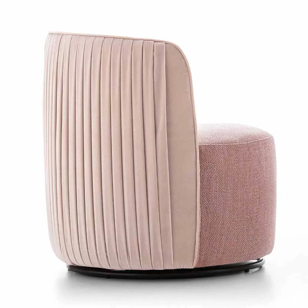 Swivel Living Room Armchair In Fabric And Black Metal Made In Italy - Lavender - Image 3