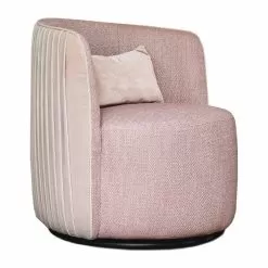 Swivel Living Room Armchair In Fabric And Black Metal Made In Italy - Lavender
