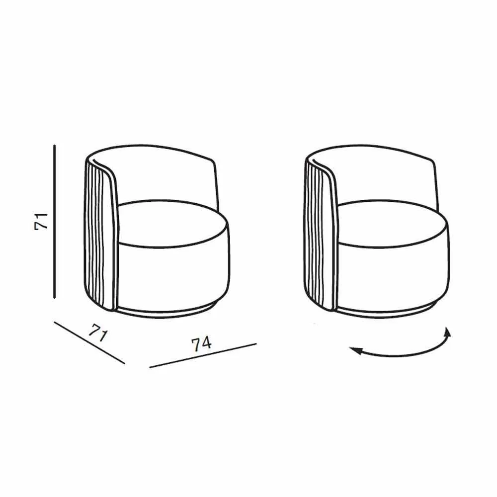 Swivel Living Room Armchair In Fabric And Black Metal Made In Italy - Lavender - Image 6